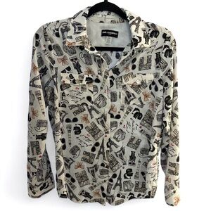 Karl Lagerfeld Women's Artistic Button Down Shirt - Black and White